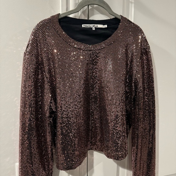 Pam&Gela Mirror Ball Slouchy Long Sleeve Tee - Picture 5 of 13